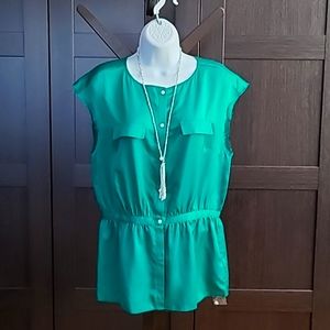 NWT 100% SILK Emerald Green Sleeveless Top,  Size L